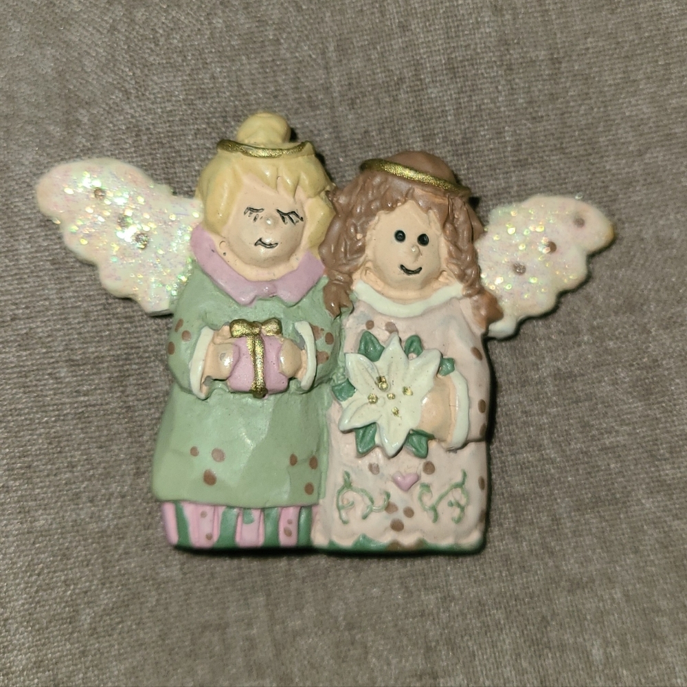 Vintage Christmas Angels Brooch‎ Pin